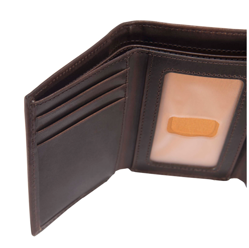 Load image into Gallery viewer, Brown leather wallet with a card holder on a white background

