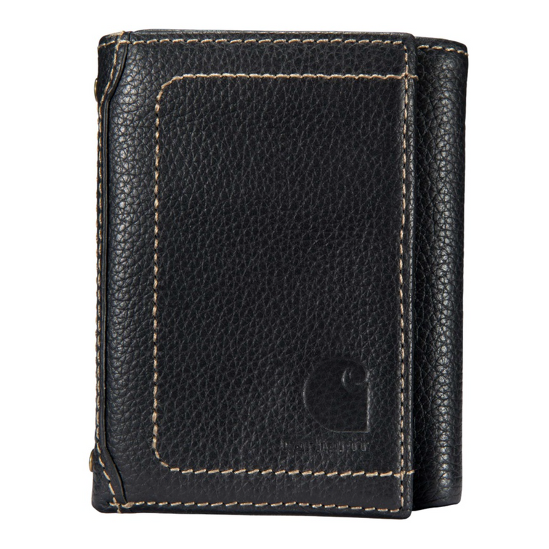 Load image into Gallery viewer, Black leather wallet with visible brand logo on a white background
