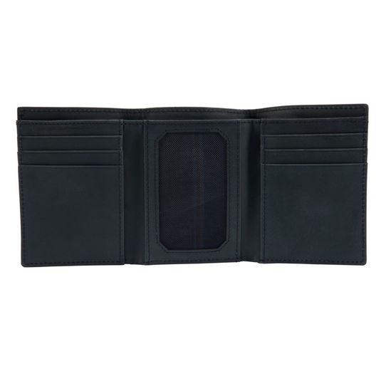 Black trifold wallet on a white background
