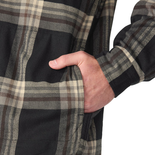 Closeup of the pockets on the Carhartt Plaid Shirt Jac Flannel