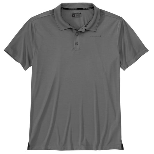 Gray polo shirt with a Carhartt logo on a white background