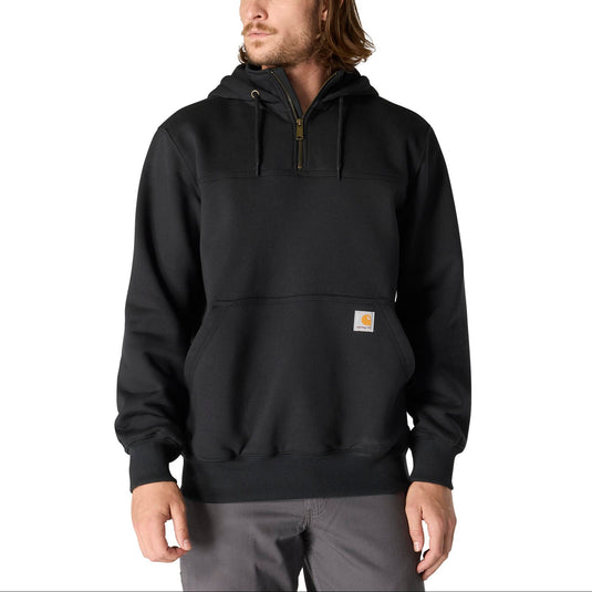 Man wearing a black hoodie on a white background
