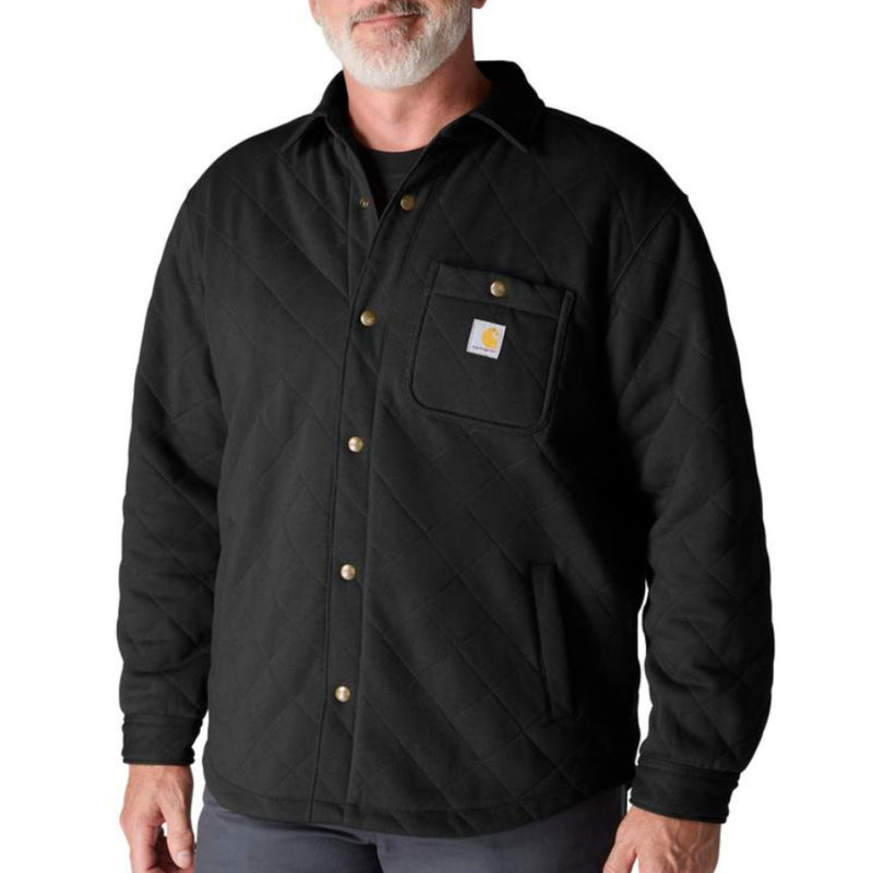Load image into Gallery viewer, Man wearing a black quilted jacket on a white background
