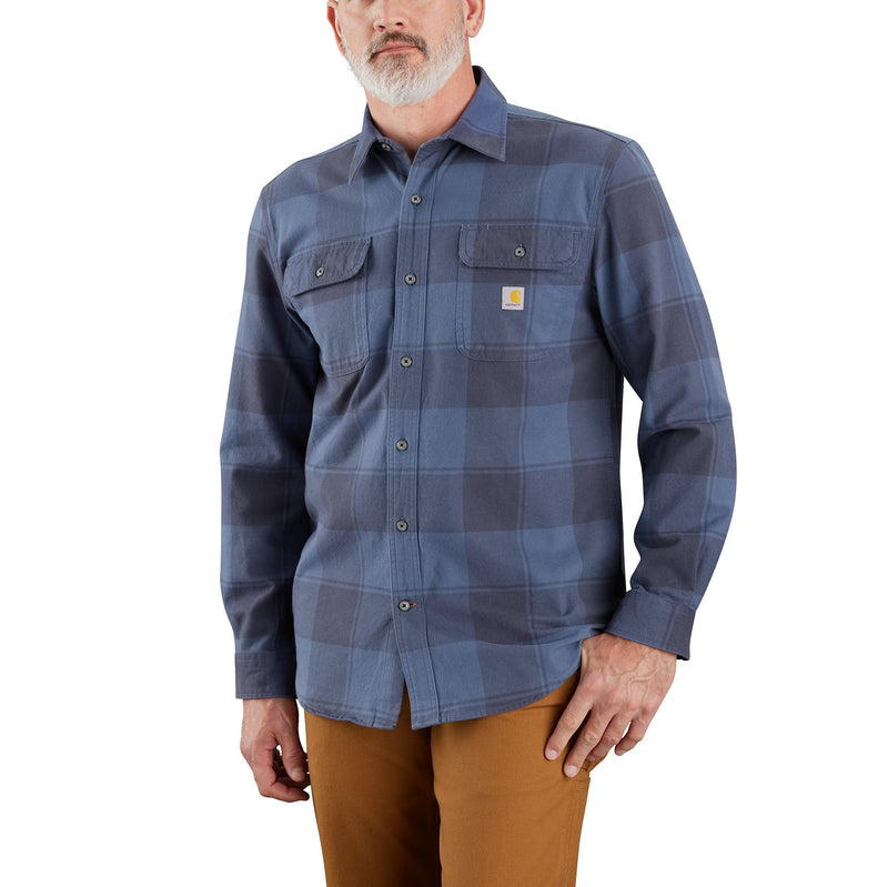 Load image into Gallery viewer, Man wearing a blue plaid shirt on a white background
