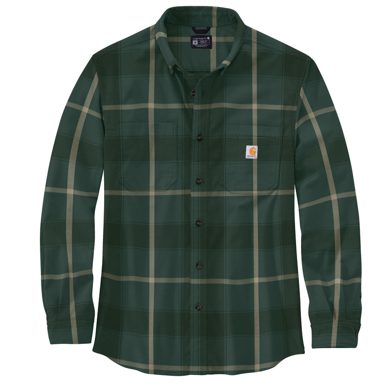 Load image into Gallery viewer, Green plaid shirt with Carhartt logo on a white background
