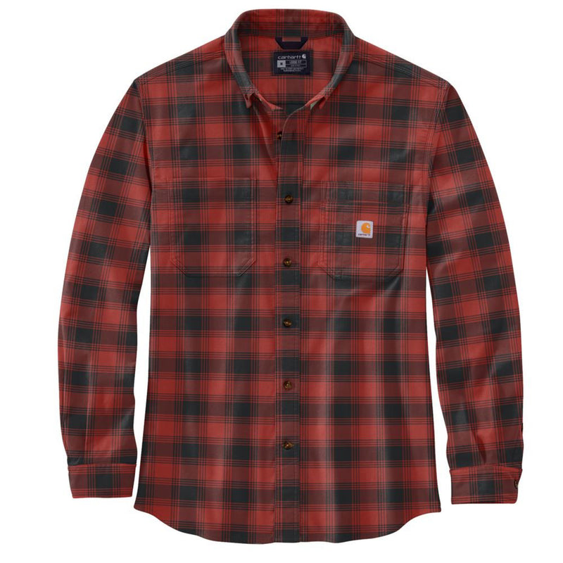 Load image into Gallery viewer, Red and black plaid shirt on a white background
