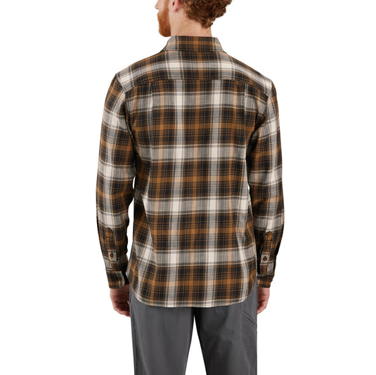 Man wearing a plaid shirt on a white background