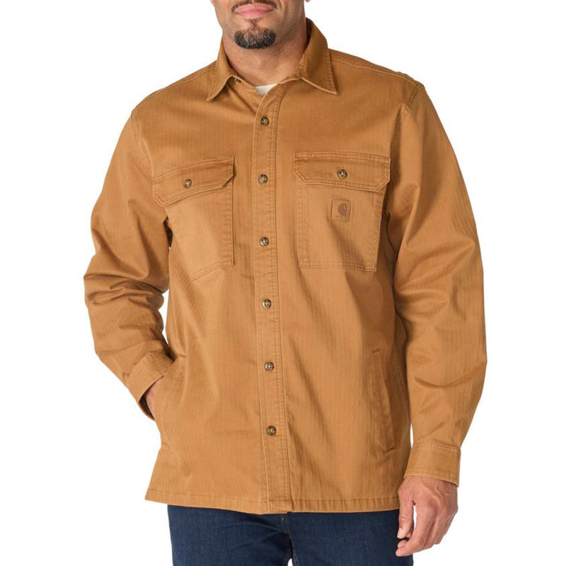 Load image into Gallery viewer, Man wearing a brown buttoned shirt with a white background
