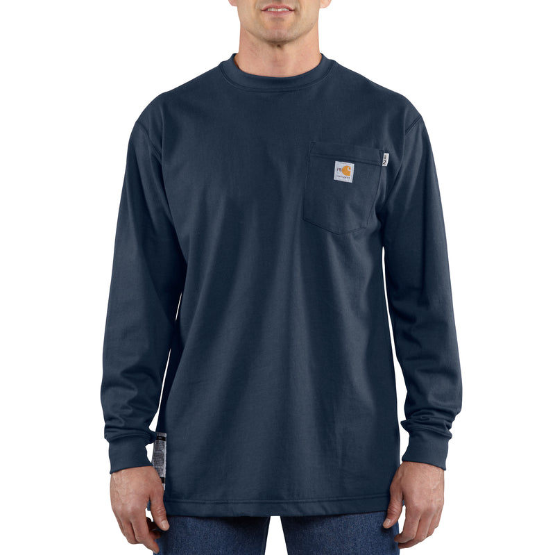 Load image into Gallery viewer, Carhartt Flame-Resistant Force Loose Fit Cotton Long Sleeve Tee Dark Navy
