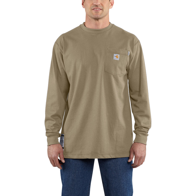 Load image into Gallery viewer, Carhartt Flame-Resistant Force Loose Fit Cotton Long Sleeve Tee Khaki

