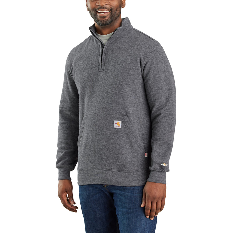 Load image into Gallery viewer, Carhartt Flame-Resistant Force® Midweight Quarter Zip Hoodie Black Heather
