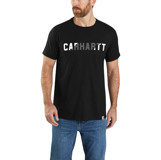 Carhartt Force® Relaxed Fit Midweight Short Sleeve Block Logo Graphic Tee Black