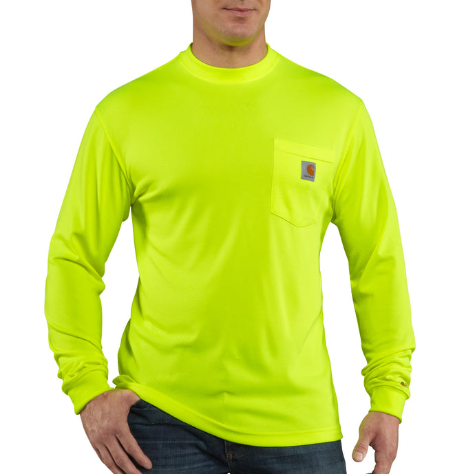 Carhartt Force® Relaxed Fit Lightweight Long Sleeve Pocket Tee (High-Vis) Brite Lime