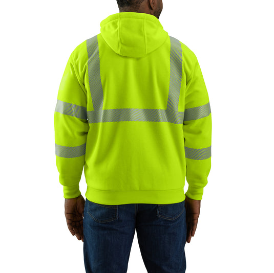 Carhartt Rain Defender® Loose Fit Class 3 Thermal-Lined Zipper Hoodie (High-Vis) Brite Lime