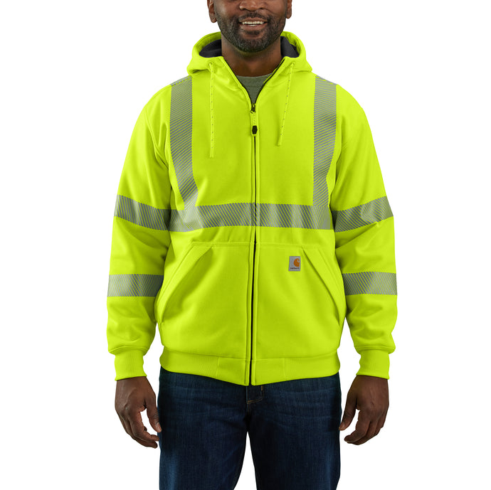 Carhartt Rain Defender® Loose Fit Class 3 Thermal-Lined Zipper Hoodie (High-Vis) Brite Lime