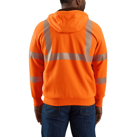 Carhartt Rain Defender® Loose Fit Class 3 Thermal-Lined Zipper Hoodie (High-Vis) Brite Orange