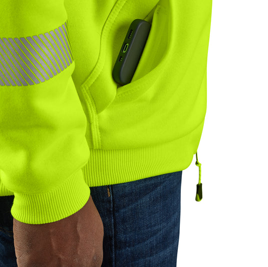 Carhartt Rain Defender® Loose Fit Class 3 Thermal-Lined Zipper Hoodie (High-Vis) Media Pocket