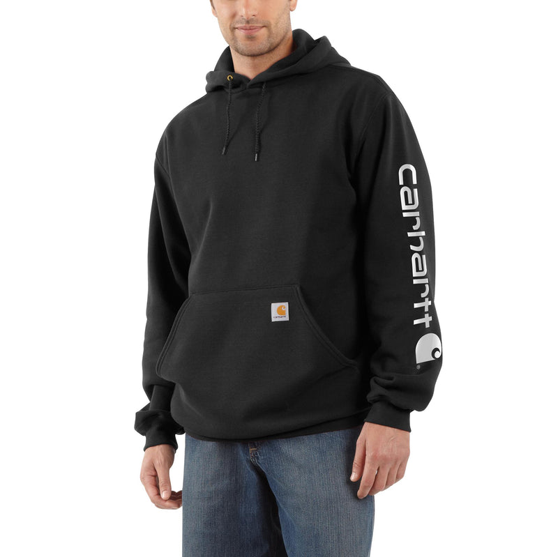Load image into Gallery viewer, Carhartt K288 Loose Fit Midweight Logo Sleeve Graphic Hoodie Black
