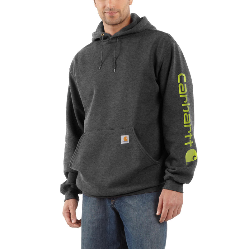 Load image into Gallery viewer, Carhartt K288 Loose Fit Midweight Logo Sleeve Graphic Hoodie Carbon Heather

