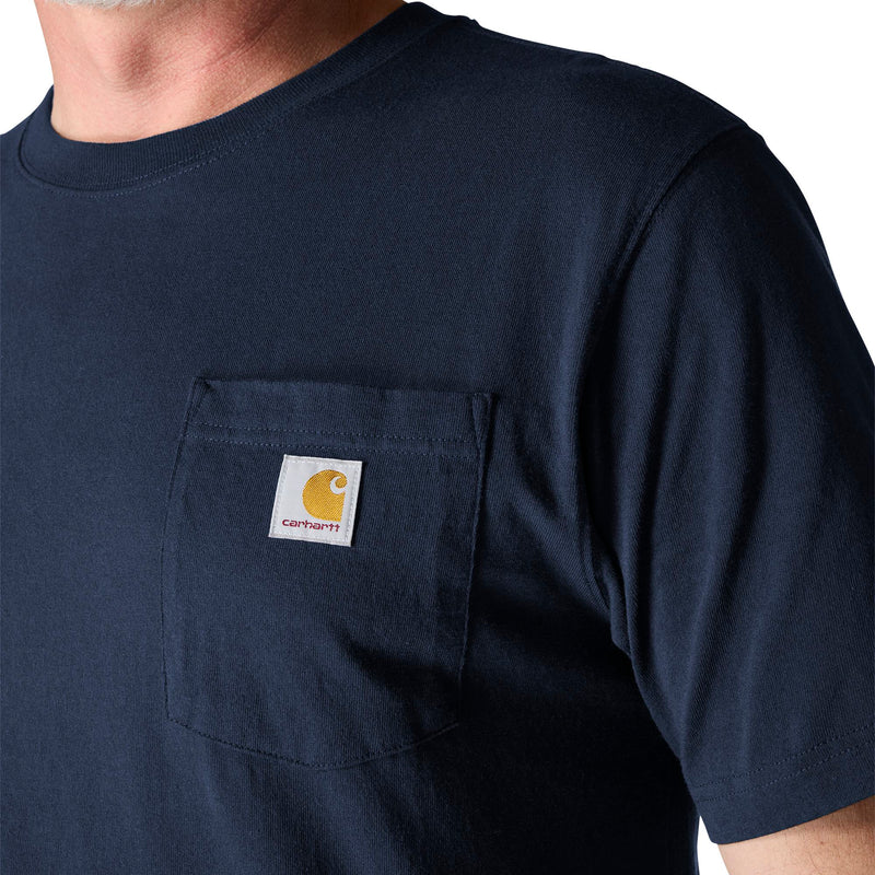 Load image into Gallery viewer, K87 navy blue t-shirt with Carhartt logo on left chest pocket 
