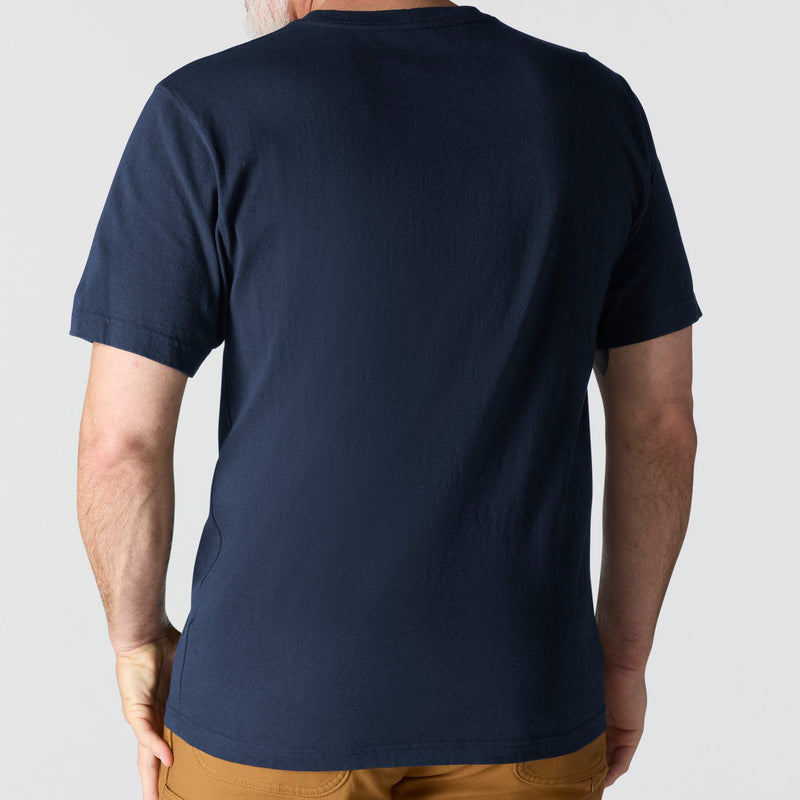 Load image into Gallery viewer, The back of a person wearing a navy blue K87 short sleeve t-shirt 
