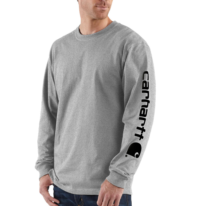 Load image into Gallery viewer, Carhartt Loose Fit Heavyweight Long Sleeve Logo Sleeve Graphic Tee Heather Gray
