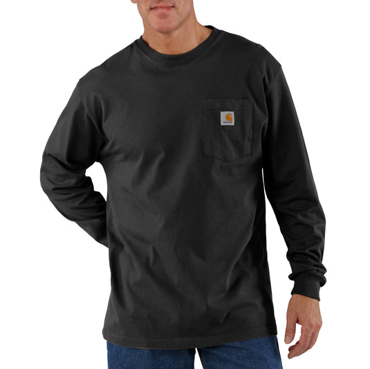 Carhartt K126 Loose Fit Heavyweight Long Sleeve Pocket Tee Black