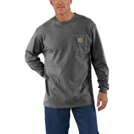 Carhartt K126 Loose Fit Heavyweight Long Sleeve Pocket Tee Carbon Heather