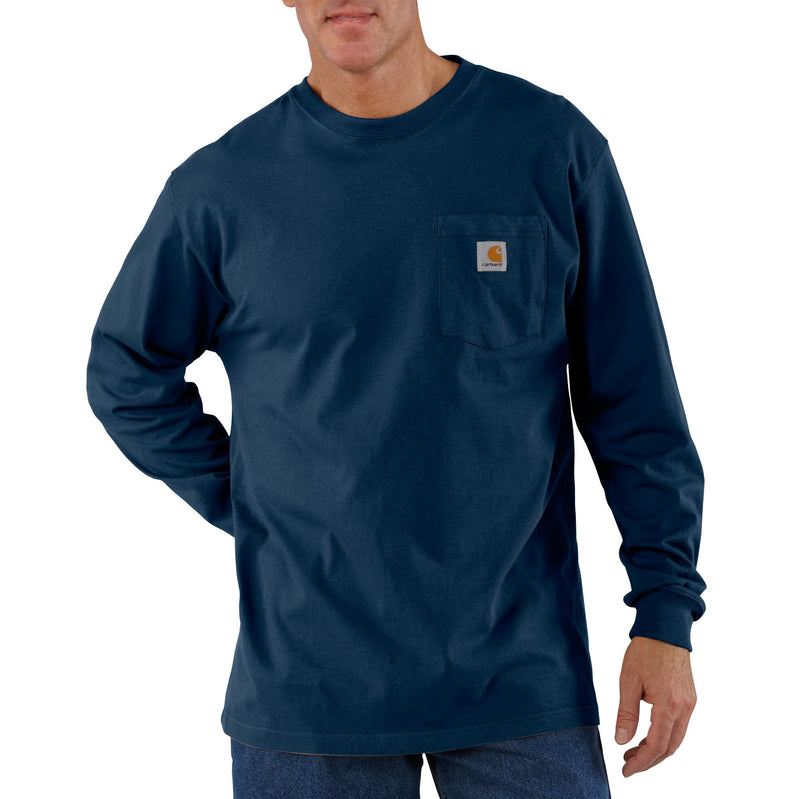 Load image into Gallery viewer, Carhartt K126 Loose Fit Heavyweight Long Sleeve Pocket Tee Navy
