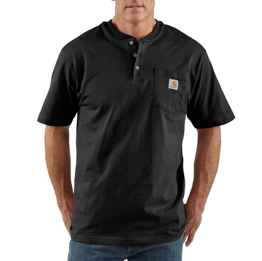 Carhartt Loose Fit Heavyweight Short-Sleeve Pocket Henley T-Shirt Black