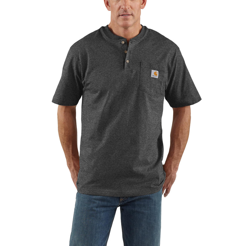 Load image into Gallery viewer, Carhartt Loose Fit Heavyweight Short-Sleeve Pocket Henley T-Shirt Carbon Heather

