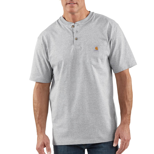 Carhartt Loose Fit Heavyweight Short-Sleeve Pocket Henley T-Shirt Heather Gray