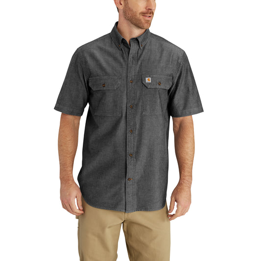 Carhartt Loose Fit Midweight Chambray Short Sleeve Shirt Black Chambray