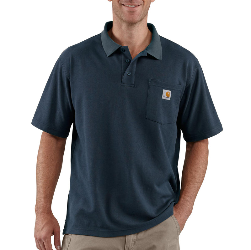 Load image into Gallery viewer, Carhartt K570 Loose Fit Midweight Short Sleeve Contractor&#39;s Pocket Polo Navy
