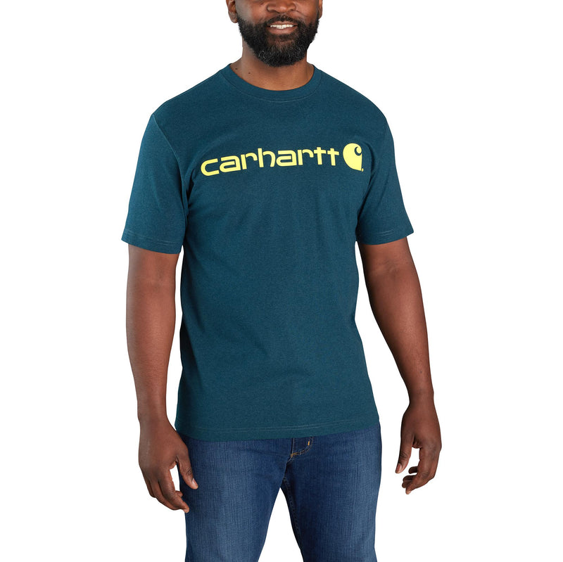 Load image into Gallery viewer, Carhartt Loose Fit Short Sleeve Signature Logo Tee Night Blue Heather
