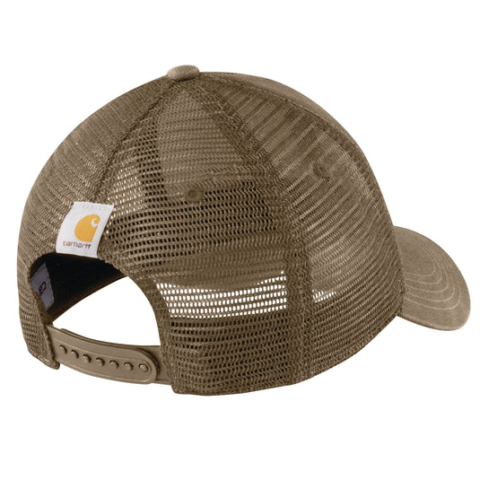 Carhartt AH1195 Canvas Mesh Back Graphic Logo Cap Light Brown