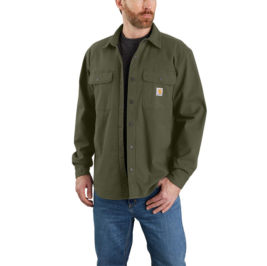 Carhartt Rugged Flex® Relaxed Fit Canvas Fleece-Lined Shirt Jac Basil