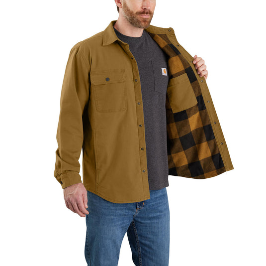 Carhartt Rugged Flex® Relaxed Fit Canvas Fleece-Lined Shirt Jac Oak Brown