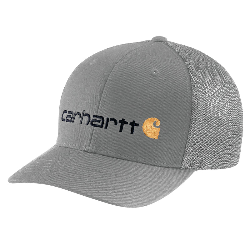 Load image into Gallery viewer, Carhartt Rugged Flex® Fitted Canvas Mesh Back AH5353 Graphic Logo Cap Asphalt
