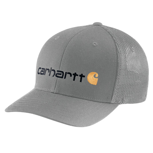 Carhartt Rugged Flex® Fitted Canvas Mesh Back AH5353 Graphic Logo Cap Asphalt