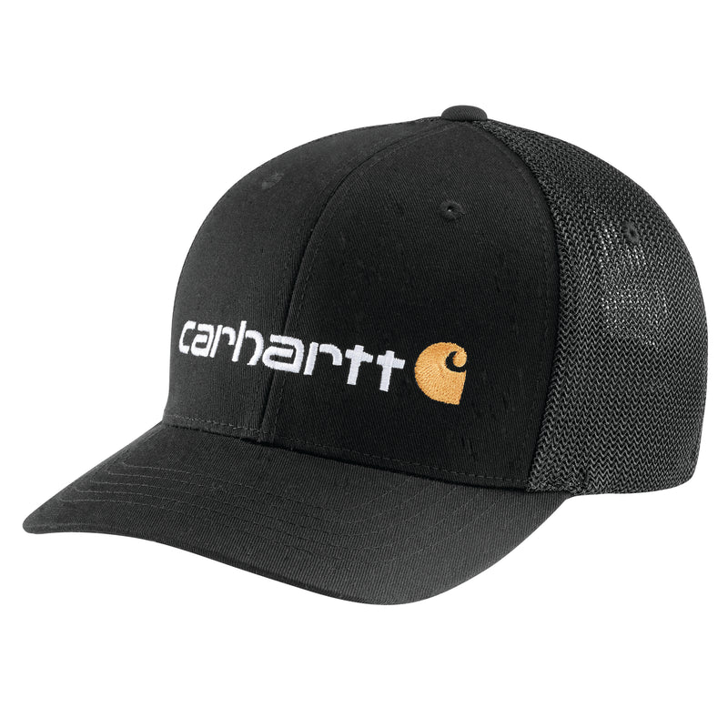 Load image into Gallery viewer, Carhartt Rugged Flex® Fitted Canvas Mesh Back AH5353 Graphic Logo Cap Black
