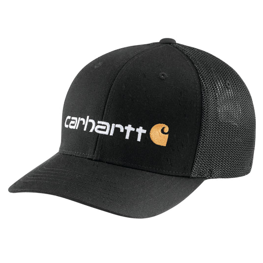 Carhartt Rugged Flex® Fitted Canvas Mesh Back AH5353 Graphic Logo Cap Black