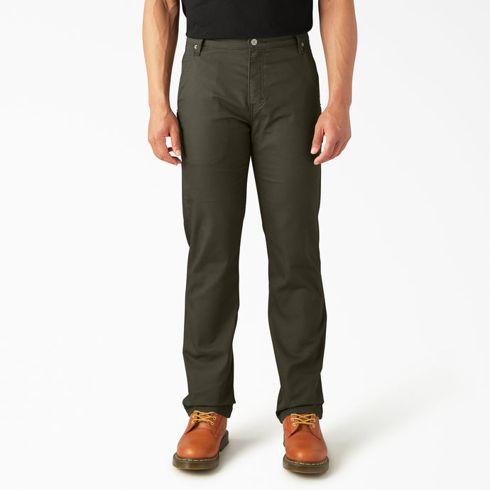 Dickies FLEX Regular Fit Duck Carpenter Pants Stonewashed Moss - Front