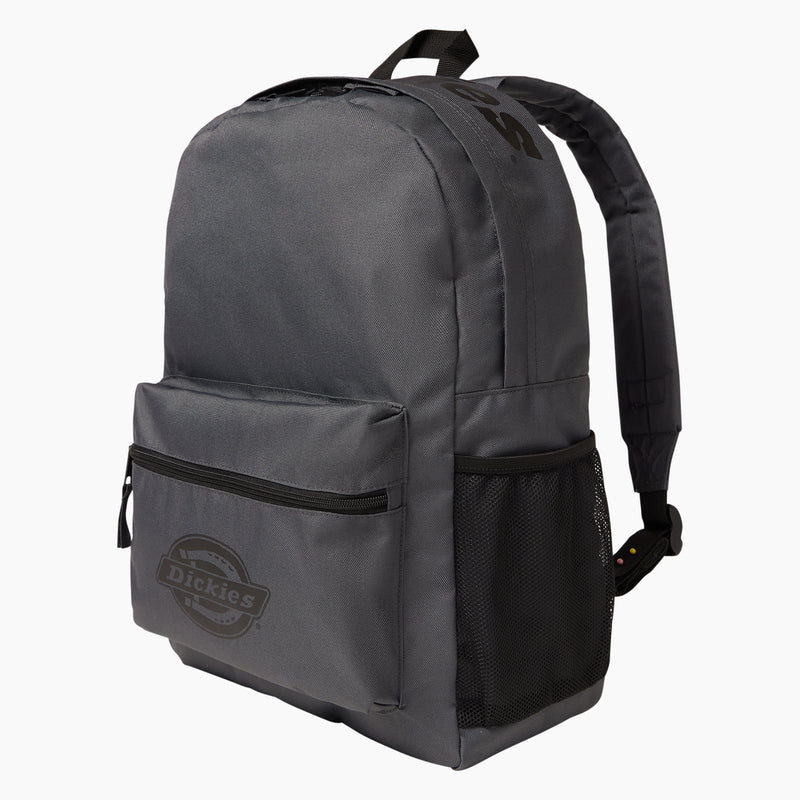 Load image into Gallery viewer, This Dickies double logo backpack features a large main compartment with internal laptop sleeve. The bag has a padded back panel for comfort, a side water bottle pocket, and a bold iconic horseshoe logo on the front as well as the signature Dickies wordmark across the top.

