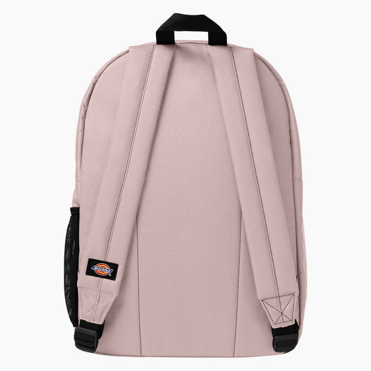 This Dickies double logo backpack features a large main compartment with internal laptop sleeve. The bag has a padded back panel for comfort, a side water bottle pocket, and a bold iconic horseshoe logo on the front as well as the signature Dickies wordmark across the top.