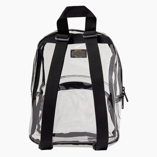 Dickies clear mini backpack is the perfect accessory for concerts, festivals, and sporting events. This versatile mini backpack has a main compartment and smaller zip pocket to store all your essentials in style.