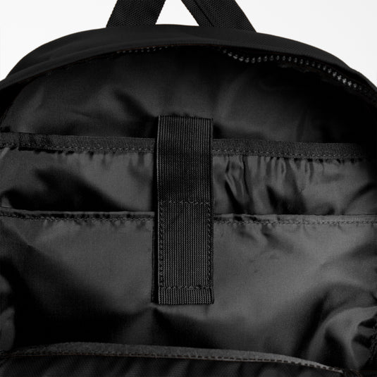 The Dickies double pocket backpack is designed to keep your essentials secure and organized. The backpack features a large main compartment with padded internal laptop sleeve, two front zip pockets, a fully padded back panel, and two water bottle pockets. It has several pocket slots in various sizes on the interior for your pencils, phone, wallet, and other essentials.
