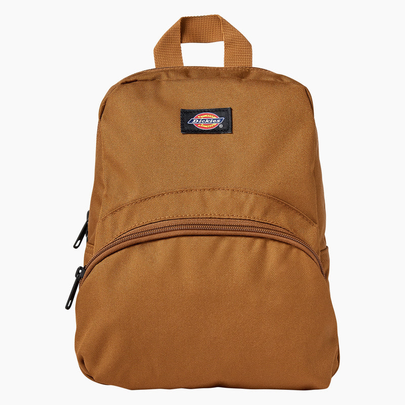 Load image into Gallery viewer, This Dickies versatile mini backpack stores all your essentials in a compact main compartment and smaller zip pocket - front brown duck 
