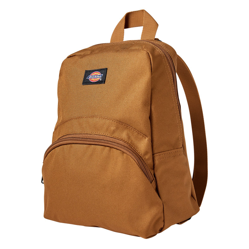 Load image into Gallery viewer,  This Dickies versatile mini backpack stores all your essentials in a compact main compartment and smaller zip pocket - side brown duck
