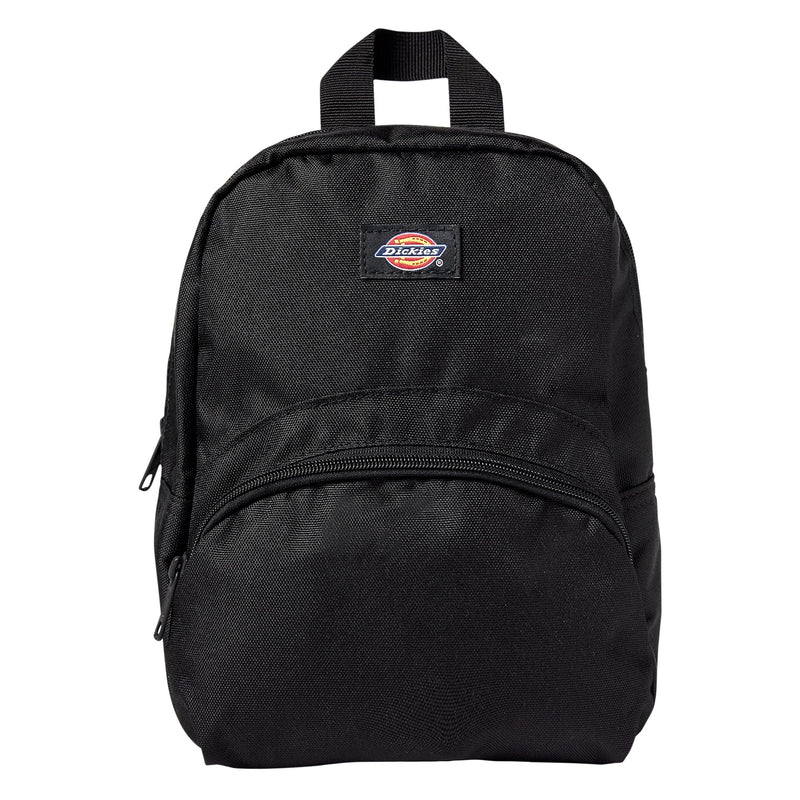 Load image into Gallery viewer, This Dickies versatile mini backpack stores all your essentials in a compact main compartment and smaller zip pocket - black front
